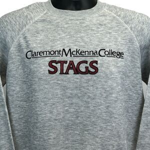 Vintage 90s Claremont McKenna College Stags Sweatshirt Mens Small NCAA CMC Gray